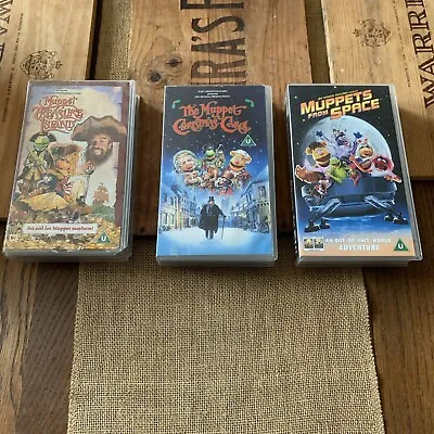 3 Muppet Movies VHS Video Bundle Jim Henson Christmas Carol Treasure Island. • $8.09