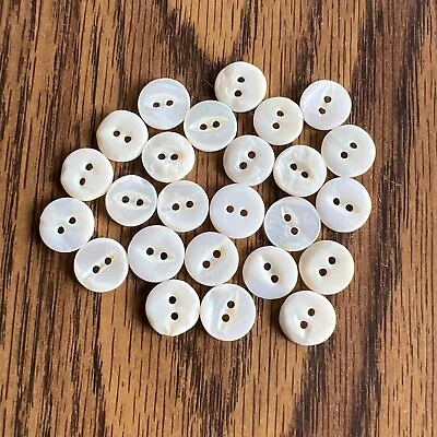 25 Vintage Antique Small Mother Of Pearl Shell 3/8” Buttons Doll Clothes • $6.99