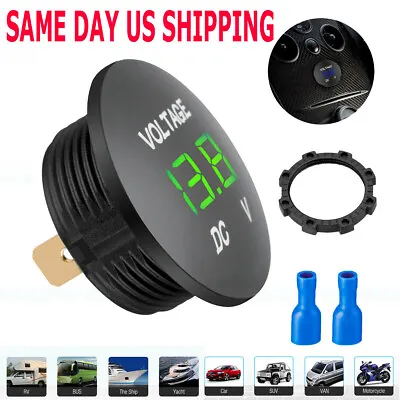 12V-24V Car Marine Motorcycle Green LED Digital Volt Meter Voltage Battery Gauge • $7.95