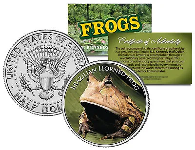 BRAZILIAN HORNED FROG *Collectible Frogs* JFK Half Dollar US Colorized Coin COA • $8.95