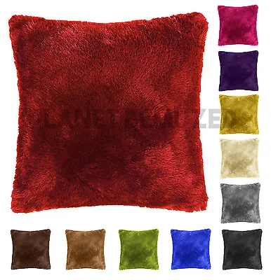 £6.99 • Buy Luxury Large Super Soft Warm Plain Faux Fur Mink Filled Cushions Or Covers