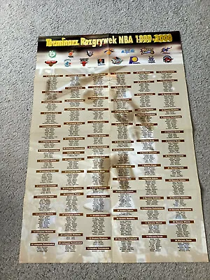 NBA Schedule 1999/2000 Poster 28 X22 Chicago Bulls Miami Heat Los Angeles Lakers • $14