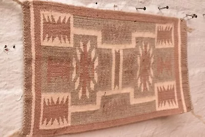 Antique Navajo Rug Textile Native American Indian 14x9 Small STORM PATTERN VTG • $179.99