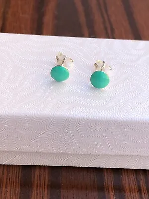 $14.95 • Buy 925 Sterling Silver Round Turquoise Stud Earrings 5.8mm