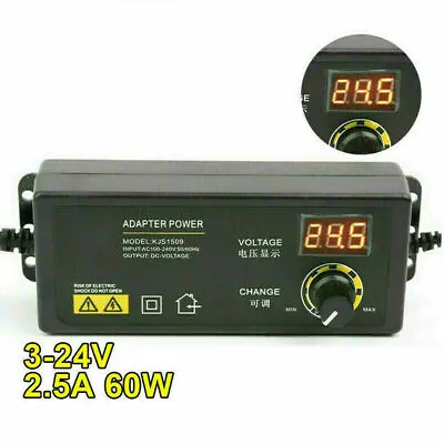 Adjustable Voltage Power Supply 3-24V W/ LCD Display AC / DC Switch Adapter USx1 • $14.98