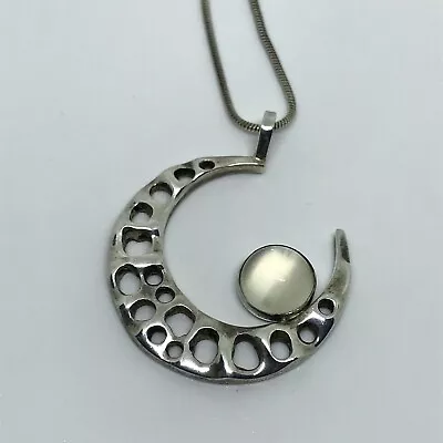 Moonstone Silver Crescent Moon Necklace Matagi Sorensen Yavapai Apache Native • $175