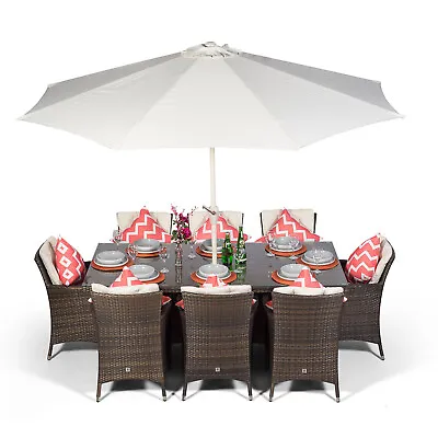 Savannah 8 Seater Rectangle Rattan Garden Dining Table & Chairs Set Furniture • £1269