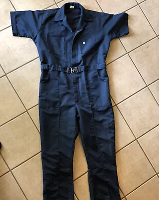 Vtg 70s Para Suit Navy Blue 40R Jumpsuit Coverall Hipster SS American Standard • $29.55