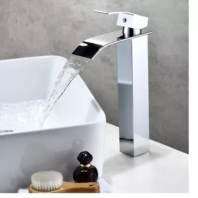 £25 • Buy Tall Waterfall Bathroom Taps Basin Mixer Tap Counter Top Brass Faucets Chrome