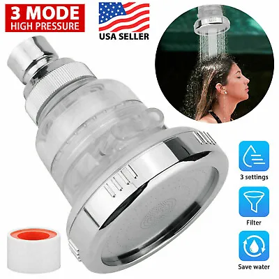 $9.87 • Buy Shower Head Softener Filter Spray High Pressure Adjustable Showerhead Top Bath