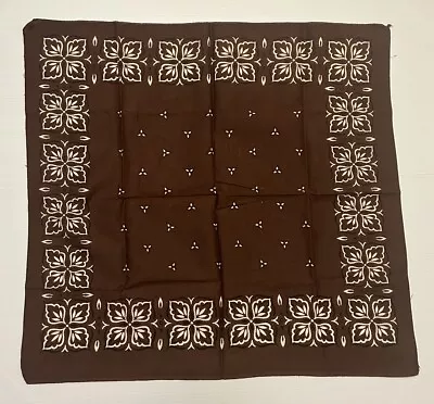 VTG WashFast Color 100% Cotton BROWN Bandana Handkerchief 21  X 22” RN 14193 • $12