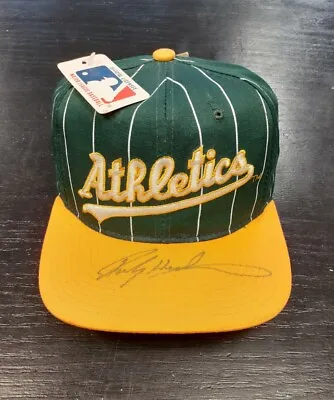 Vintage Starter Oakland A’s Snapback  Hat Pinstripe Script Rickey Henderson NWT • $125