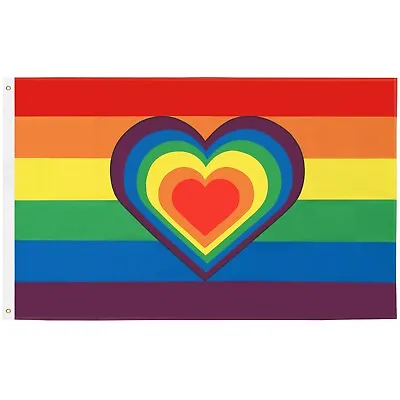TRIXES Rainbow Heart Flag NEW LGBTQ+ Pride Flags Outdoor / Indoor Decorations • £4.49