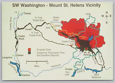 Mount St. Helens WA Vicinity Map Eruption Area New Highway 6x4 Vtg Postcard B18 • $7.95