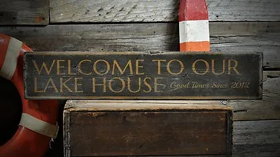 Custom Lake House Est. Date Sign - Rustic Hand Made Vintage Wooden • $54