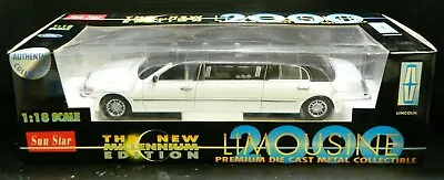 Sun Star Licensed Premium 2000 White Lincoln Limousine 1:18 Diecast #1260 NIB • $64.99