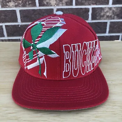 Vintage 90’s Ohio State Buckeyes The Game Big Logo Spellout Snapback Red Hat Cap • $159.99