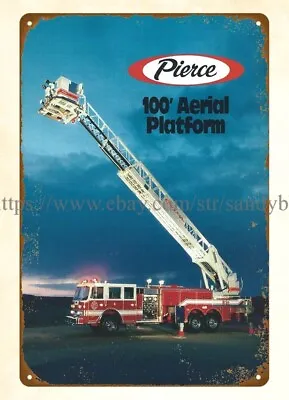 1990 Fire Truck Equipment Firefighting Apparatus Aerial Ladder Metal Tin Sign • $18.87