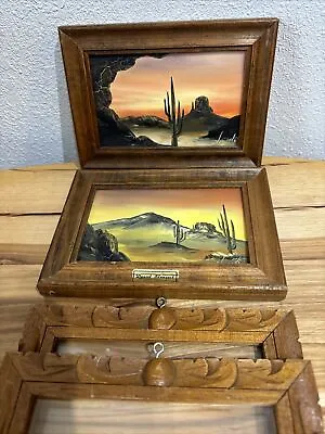 Vintage D Blanquet Miniature Painting Desert Landscape Mexican Folk Art Framed • $34.95