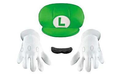 Luigi CHILD Costume Accessory Kit One Size NEW Hat Gloves Mustache Super Mario • $17.78
