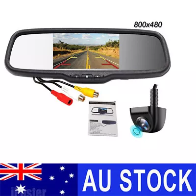 5  Clip-on Rear View Car Monitor Mirror Reversing Camera AV Video Input Parking • $65.99