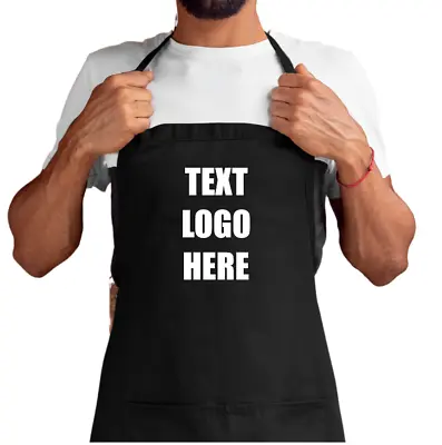 £3.75 • Buy Personalised Logo / Text Custom Printed Apron 2 Pocket Chef Baking Cooking Apron
