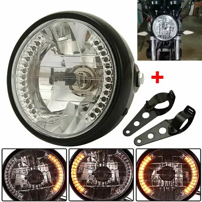 7 Inch Motorcycle LED Headlight Turn Light W/Black Housing Bucket Universal US • $20.99