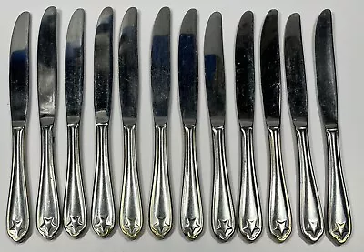 Hampton Silversmith 18/10 Flatware Gold Trim Star Stainless Knife Knives Lot 12 • $24.95