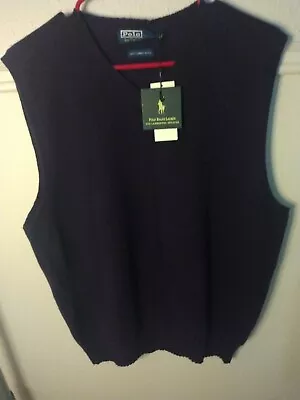 NWT Vintage Polo Ralph Lauren 100% Lambs Wool Purple Medium Sweater Vest • $39.99