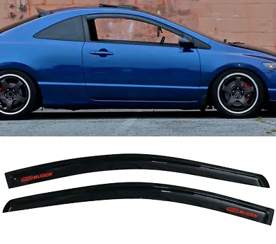 Fit For 06-11 Honda Civic Coupe Window Visor Shade Rain Guard Vent W/ Red Mugen • $46.99
