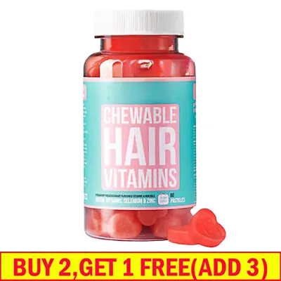 60 Gummies Hairburst Daily Chewable Vitamins - Quicker Hair Growth Gluten-Free • £9.47