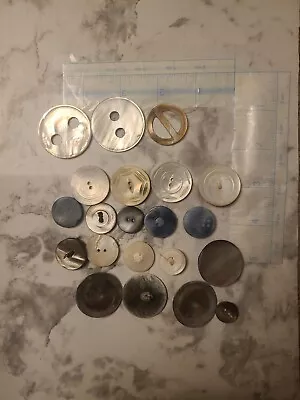 Lot Of 21 Large Medium Mixed Vintage To Antique Mother Of Pearl Buttons  • $20