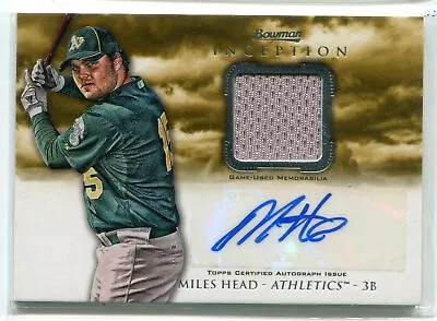 2013 Bowman Inception Miles Head JERSEY RELIC AUTO AUTOGRAPH RC A's • $3.99