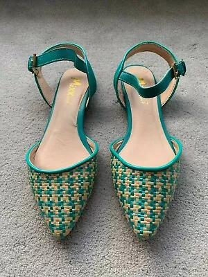 New! Mixx Shuz Teal Houndstooth Flat US 6.5 • $35