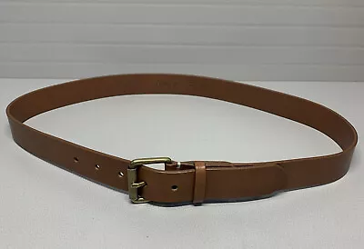 J.Crew Italian Leather Dress Belt English Tan J9189 Size 34” Gold Buckle • $20