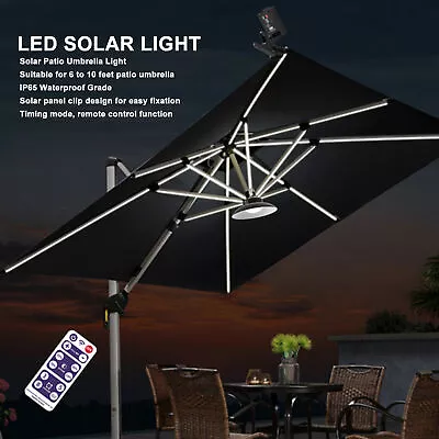 Outdoor Solar Umbrella Light Timed Remote Control 3 Colour Temperature LED HEL • $39.55