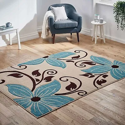 £15.29 • Buy Blue Large Living Room Rug Carpet Small Large Big Huge Floor Rug Anti Slip Mat 
