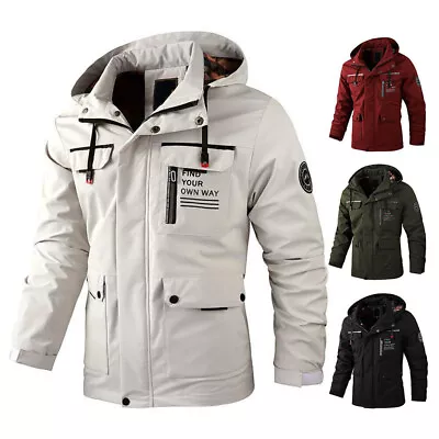 Mens Fall Windbreaker Jacket Outdoor Waterproof Sports Climbing Jacket Warm Coat • £25.99