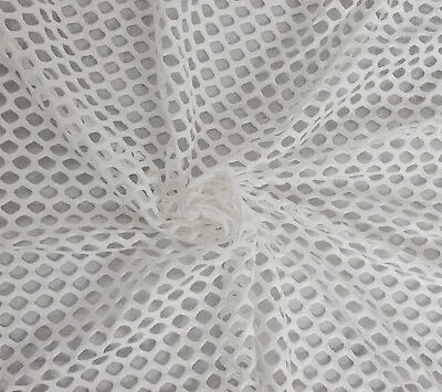 Off White 100% Cotton Fishnet Knit Fabric By The Yard Big Holes 6/23 • $6.95