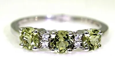 Csarite & White Zircon 9ct White Gold Stacking Ring Size U ~ 10 1/4 • $585.14