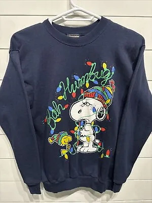 Vintage Peanuts Snoopy Humbug Crewneck Sweatshirt Mens Large Christmas Snow Xmas • $34.95