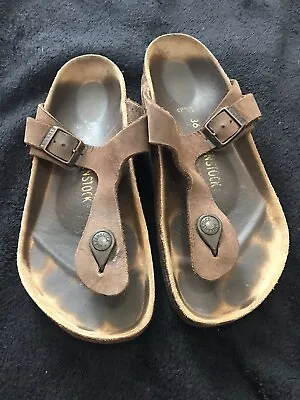 Birkenstock Gizeh Oiled Brown Leather Thong Sandals Women’s Euro 36 / L5  Shoes • $40