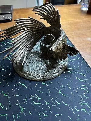 Vintage Large Sculpture Bronze Betta Siamese Fighting Fish See Pics • $449.98