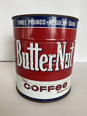 Vintage Butter-Nut Coffee Tin Can 3 Lb. Duncan Foods Co. Huston TX No Lid • $19.95