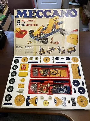 Vintage Meccano Motorised  Set 5 1978 100% Complete In Box With Manuals • £125