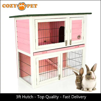 Rabbit Hutch 3ft By Cozy Pet Pink Guinea Pig Hutches Run Rabbit Ferret Runs RH03 • £69.99