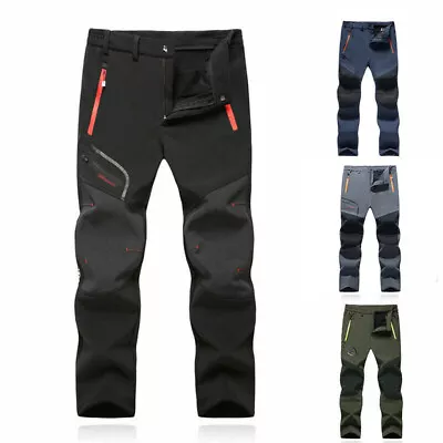 Mens Soft Shell Cargo Trousers Outdoor Hiking Walking Combat Work Pants Bottoms • £20.69