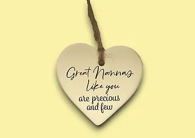 Great Nannas Ceramic Heart  Personalised Great Nanna Gifts  Birthday Gift Xmas • £11.99