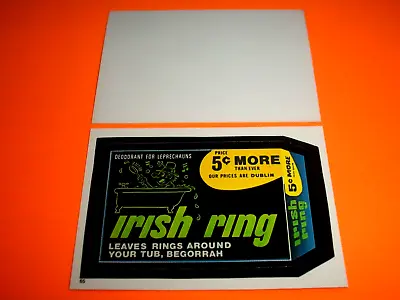 1986 Wacky Packages Album Series  IRISH RING  #65 Blank Back Sticker RARE. • $4.99