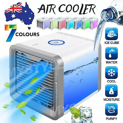 Air Cooler Fan Mini Portable Conditioner Humidifier Bedroom Desk USB AC LED Gift • $20.85